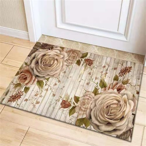 Badezimmerteppich, Badematte Rutschfest Stein, Fussmatte, Badvorleger, Fussmatte Innen, Duschvorleger Badematten Badteppich Rutschfest Waschbar, Teppich Badezimmer, Bathroom Mat Rose, 140x200cm