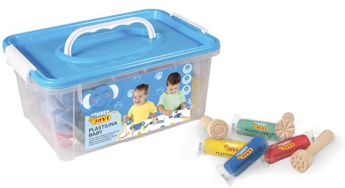 My First Jovi Plastilin Baby, sehr leicht formbare Modelliermasse für Kleinkinder ab 12 Monaten, Knetmasse + Holzstempel | Sehr leicht formbare Modelliermasse