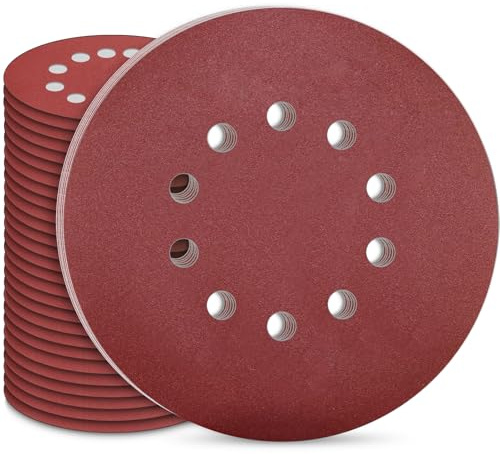 STEBRUAM 30Pcs Disque a Poncer 225mm 10 Trous Grain 240 Papier Poncage 225 | disque girafe 225mm,ponceuse à sec ponceuse orbitale ponceuse girafe