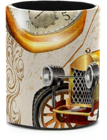Stiftehalter aus PVC-Leder, Stiftebecher, Pinsel-Organizer, Vintage-Auto-Blumen