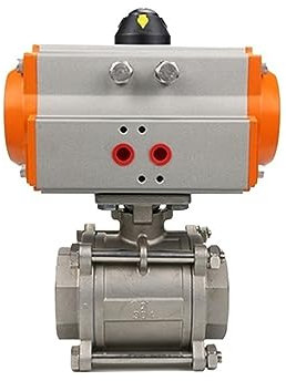 Motorisiertes Kugelventil Pneumatischer Kugelhahn 1/4 Zoll, 3/8 Zoll, 1/2 Zoll, 3/4 Zoll, 1 Zoll, dreiteilig, hohe Plattform, doppeltwirkender Zylinder aus Edelstahl 304 Sicher und zuverlässig(3/4)