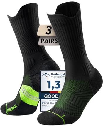Kompressions-löparstrumpor för män och kvinnor av bambu – COOLMAX | Ventilerande funktionella strumpor för vandring, landsvägscykel, cykel och sport – med fotvalvsstöd och vaddering