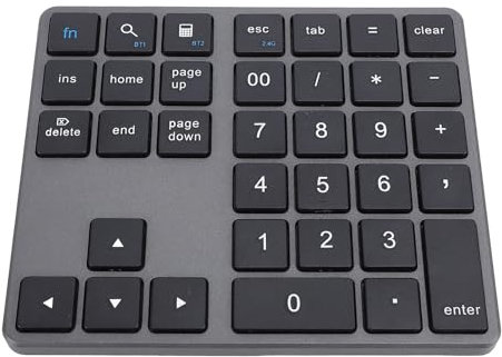 Bluetooth Number Pad for Laptop, Cordless Number Keypad, USB Rechargeable 35 Keys Numeric Keypad Numpad, External Numpad Keyboard for Laptop PC Notebook (Grey)