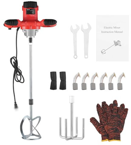 Miscelatore per Malta Professionale, 2100W Miscelatore per Cemento Industriale con 6 Velocità,Agitatore M14 Regolabile,Mescolatore Betoniera per Miscelazione Liquame di Cemento, Calcestruzzo, Malta