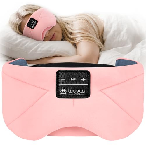 LOVE EYE Bluetooth Schlafmaske für Seitenschläfer, ultraflache Kopfhörer | Premium-Samtstoff | Weicher Plüschkomfort | Hochwertiger Klang | Waschbar | Atmungsaktiv | 16 Std. Akkulaufzeit