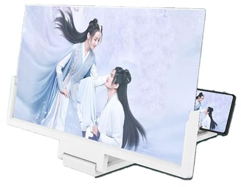 ASTVDFQK 3D HD Mobile Phone Magnifier Projector Screen Enlarger For Movies, Videos, And Gaming,Foldable Cell Phone Stand With Screen Amplifier,Supports All Smartphones(White+Speaker,42inch)