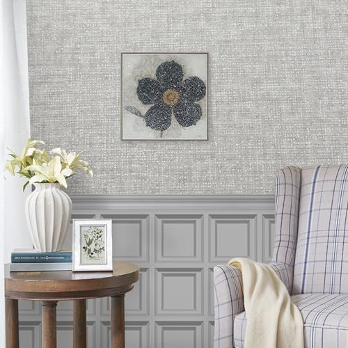 Swehooirt Light Grey Wallpaper Neutral Linen Plain Wallpaper Grey Wall Paper Roll Living Room Feature Wall Kitchen Hallway Bedroom for Adults Tartan