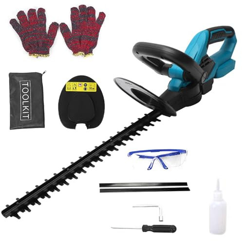 Akku Heckenschere für Makita 18V Batterie,47 cm Schnittlänge, 15 mm Zahnabstand, 14 mm Zahnabstand, SK5 Doppel-Action-Klinge, Heckenschere Elektrisch für Trimmen im Park Garten (Ohne Akku)