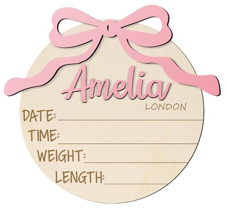 Personalisierte Meilensteinkarten Baby Holz, Neugeborenes Announcement Sign Baby Hello World Willkommensschild Geburtsanzeige Baby-Ankündigung Schild Babygeschenk Geburt