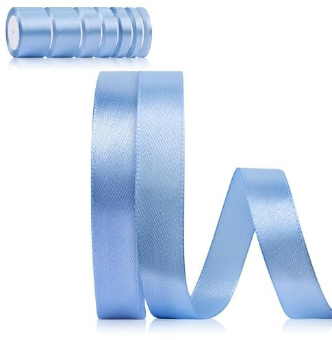Foshird Satinband Blau 15mm x 22m Geschenkband Hellblau Schleifenband Hochzeit Polyester Bänder zum Basteln Dekoband für Geburtstag DIY Geschenkverpackung