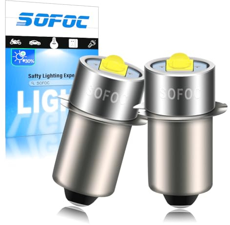 SOFOC 2Pcs P13.5S LED Torch Bulb 1V-9V 1.5V 3V 3.8V 4.5V 6V 6500K Cool White DC For Flashlights Camping & Hiking Headlamps Penlights 1SMD 30% Brighter