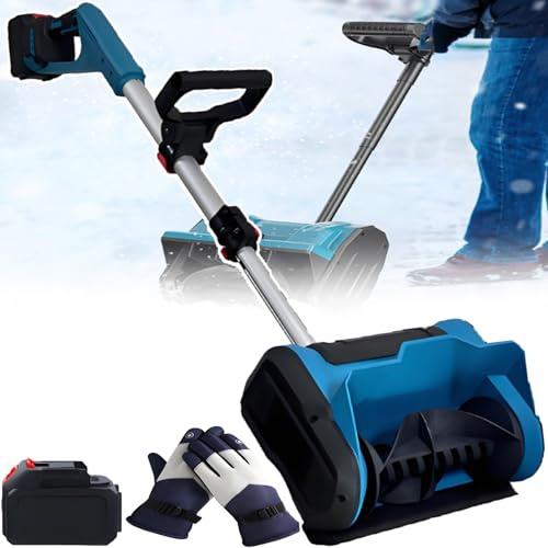 ErShangMao Upgraded 600w Brushless Snow Blower - Cordless Electric Shovel, 30+ Mins Runtime, 45° L/R/Up Adjustable,25.4cm Cleaning Width,Electric Snow Plower For Patios, Decks 1battery