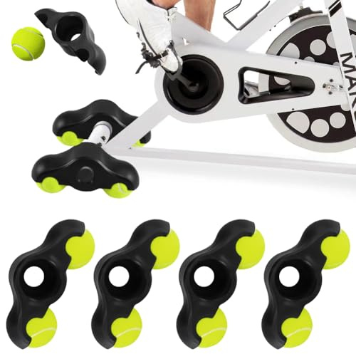 Tutamaz 4 Stück Rocker Plate Feet, Indoor Cycling Tennisbälle Fußadapter, Stoßdämpfende Core-Trainingsausrüstung, Tennisballfüße für Wahoo Kickr Core Rollentrainer, Mit 8 Tennisbällen
