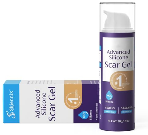 Skiennix Silicone Scar Gel Scar Cream 50g, Scar for Surgical Scars, Burns, Injury, Keloids, Stretch Marks, C-Section, Effective for Both Old and New Scars | Scar for Surgical Scars, Burns, Injury, Keloids, Stretch Marks, C-Section, Effective for Both Old and New Scars