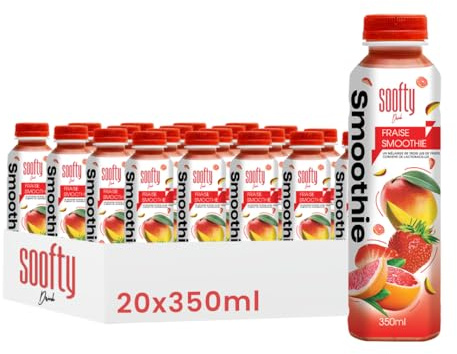 Boissons Soofty Smoothie Fraise, 350ml, Pack de 20