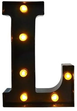 1 Pezzo LED Lettera Nera Luce 26 Inglese Notte Grande Alfabeto Luminoso Luci Matrimoni Lampada Modellante for Feste Compleanno Casa Bar(L)