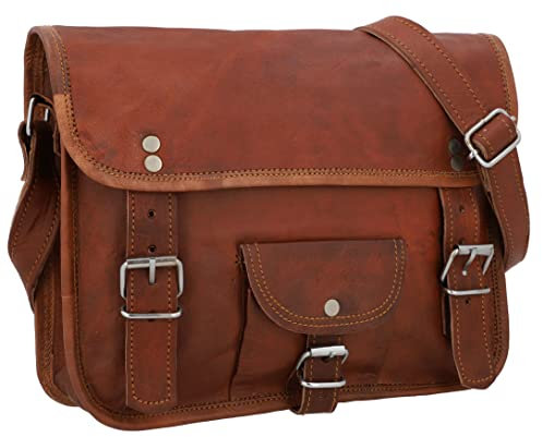 Gusti Umhängetasche Leder - Emilia 10 Damen und Herren Handytasche Handtasche Damen Braun Arbeitstasche Ledertasche Vintage