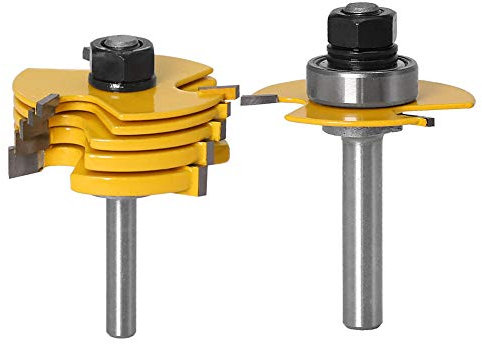 Gasea 8 mm Set di punte da trottola a 3 ali regolabili Router a scanalatura bit fresa per legno punta per falegnameria, router T forma con 6 lame di taglio 1,8 mm, 2,5 mm, 3 mm, 4 mm, 5 mm, 6,35 mm