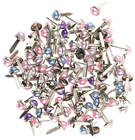 AKAMAS 100 Stück Metall Perlen Kopf Brads Papierverschluss für Scrapbooking Karten Dekoration DIY 6 mm