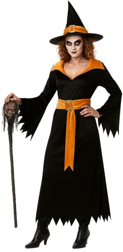 lila schwarzes Hexen Kostüm mit Hexenhut für Damen - Größe M-XXXXL - Fasching Karneval Halloween