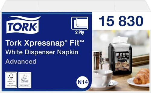 Tork Xpressnap Fit Spenderservietten – 15830 – Servietten zum Nachfüllen für N14 Serviettenspender, Advanced Qualität – 2-lagig, weiß – 720 Stück, Mittel