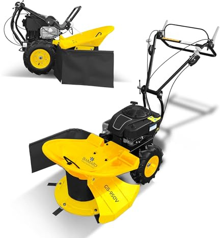 BAMATO Hochgrasschneider Kreiselmäher GS-950V | mit 6 Klingen | 640 mm Schnittbreite | Variable Geschwindigkeit | Luftbereifung mit Ackerstollenprofil | Kreiselmäher