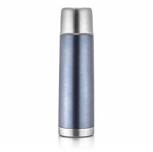reer Edelstahl Isolier-Flasche COLOUR, 450ml – klein, handlich, ideal fürs Baby, mit integriertem Becher, anthrazit