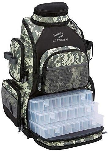 BASSDASH Angelrucksack, wasserabweisende taktische Tasche, weiche Tacklebox mit Rutenhalter und Regenschutz