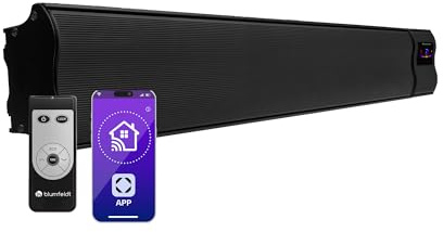 Klarstein Chauffage Electrique à Infrarouge, Chauffage de Jardin 2400W, App Smart WiFi, Télécommande, Minuterie, Affichage LED, Chauffage Exterieur Terrasse IP44, Chauffage d'Appoint Econome Sans CO2
