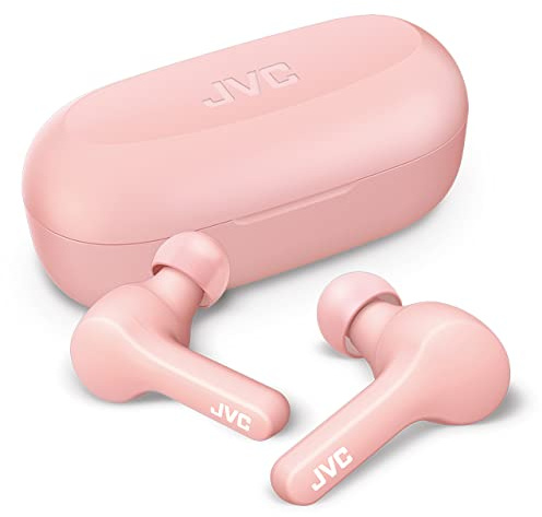JVC HA-A7T Gumy True Wireless Bluetooth earphones, up to 15 hours battery life, IPX4 water resistance in peach pink