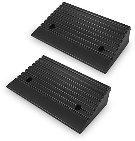 Lot de 2 rampes d'accès en caoutchouc pour voiture, fauteuil roulant, voiture, caravane, scooter, vélo, skateboard (48,7 x 24 x 10 cm)