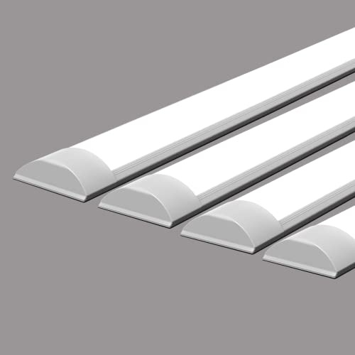 Omprar 4 Pack LED Deckenleuchte 120CM,40W 4000LM Feuchtraumleuchte LED Röhre,Leuchtstofflamp Badezimmer Lampe für Garage Lager Werkstatt Bad Feuchtraum Büro Keller Shop Deckenlampe,Warmweiß 3200K