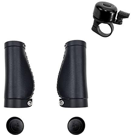 W+er Lenkergriffe Fahrradgriffe Lang/Kurz - 100/100 mm Griffe in schwarz inkl. 1 x Fahrradklingel