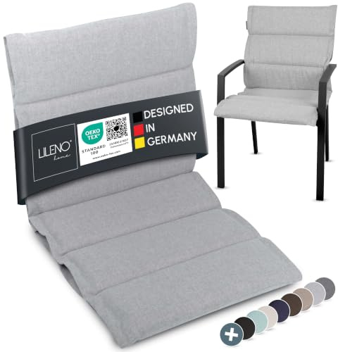 LILENO HOME Gartenstuhl Auflagen als [1er Set - Niedriglehner] in Silber | bequeme Liegen als Sitzauflagen für Gartenmöbel - Stuhlkissen für Gartenstühle und Klappstühle