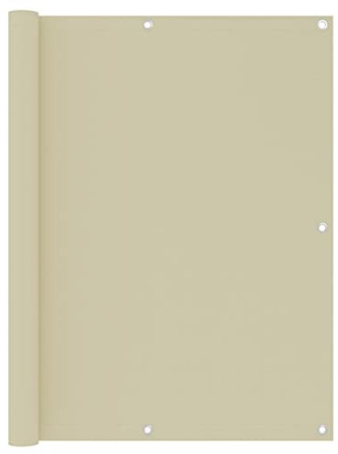 Makastle Balkonumspannungen in Garten, Balkon Sichtschutz Balkonbespannung Balkonverkleidung, Balkonsichtschutz Windschutz UV-Schutz aus Oxford-Gewebe, Aluminium-Ösen und Seil, Creme 120x300 cm