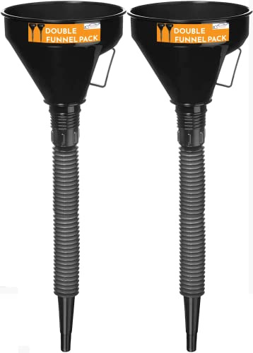 Xtremeauto Kraftstofftrichter, schwarz, 2-in-1, großer Trichter und Schlauch, flexibler Auslauf, Set mit 2 Flüssigkeitstrichtern für Benzin, Adblue, Öl, tragbarer, flexibler Trichter mit Filter