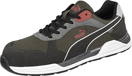PUMA Safety Frontside låg arbetssko säkerhetssko S1P ESD HRO SRC glasfiberlock penetrationsskydd halkfri värmebeständig metallfri män, Brun murgröna, 45 EU