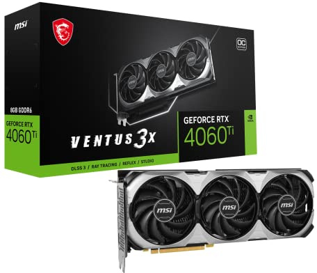 MSI Gaming GeForce RTX 4060 Ti 8 Go GDRR6 Extreme Clock : 2580 MHz 128 bits HDMI/DP Nvlink TORX Fan 4.0 Ada Lovelace Architecture Carte graphique (RTX 4060 Ti Ventus 3X 8G OC)