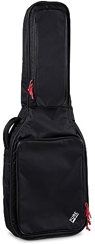 PURE GEWA Gitarren Gig-Bag Serie 120 für E-Bass, schwarz, 20 mm Schaumstoffpolsterung mit großer Notentaschen und Zubehörtasche