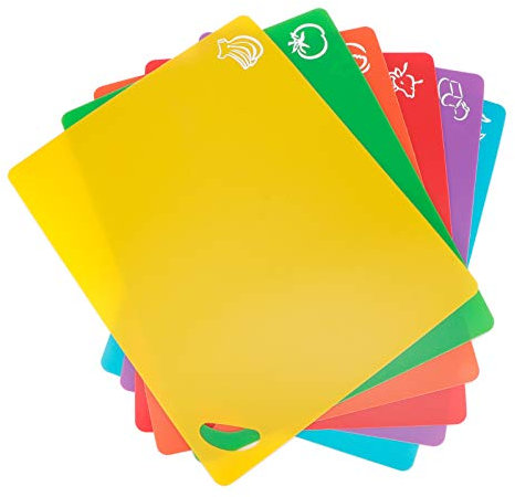 6 pezzi taglieri flessibili, taglieri in plastica senza BPA per cucina, tappetino da taglio antiscivolo per carne e verdure