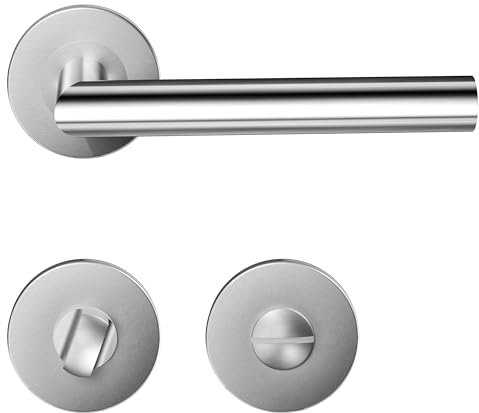 HAIFUAN 1 confezione di maniglia per porta in acciaio inossidabile pomello per bagno, set di maniglie per serratura porta, barra per porta, acciaio inossidabile spazzolato (S02-103BK)