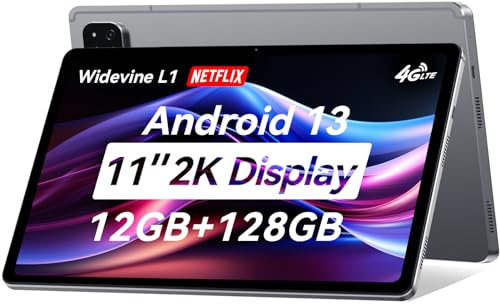 ALLDOCUBE 11 inch 2K Widevine L1 Tablet, 12GB RAM 128GB ROM 1TB Expand iPlay 60, Android 13 2000x1200 Display Tablet, T606 Octa-core, 7000mAh, Quad Speaker, 5MP + 16MP Triple Camera, 4G LTE, GPS