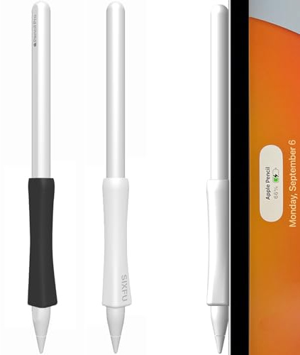 SIXFU Grip Designed for Apple Pencil Pro/ 2nd Generation/USB-C Support Magnetic Charging, 2 PCS Cover Accessories Compatible with iPad iPencil Stylus Pen(Black,White)
