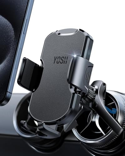 YOSH Handyhalterung für Runde Lüftung, kompatibel mit Mercedes-Benz A/B/C/V-Klasse, Sprinter, stabile Triangelhaken KFZ Handyhalterung für iPhone Samsung Pixel Mercedes-Benz Zubehör-Leder