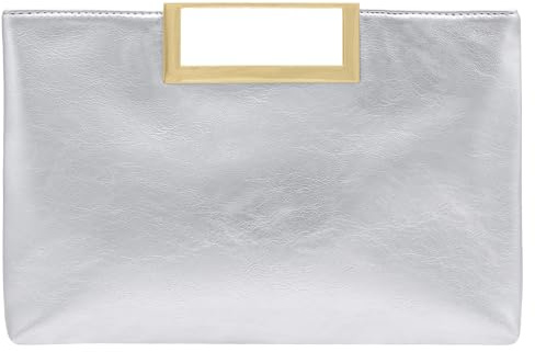 Milisente Women's Clutch Bag Elegant Evening Wedding Handbag Top Handle | Formal Party Purse, Glossy Vegan Leather, Gold Metal Handle, Crossbody Shoulder Bag, Detachable Strap, Gift Ideal