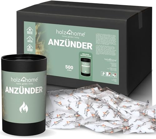 holz4home® Anzündtüten 500 Stück Grillanzünder Kaminanzünder Anzünder I Ofenanzünder Kaminofenanzünder für Zuhause I Outdoor & Indoor Anzünder Lange Brennbar wasserfest I Camping Anzündbeutel