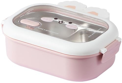Lpitoy Bento De Acero Inoxidable para Niños, Bonita para Niñas Y Niños, Diseño De 2 Compartimentos, Pequeños Recipientes para Almuerzo con Tapa para Escuela, Guardería, Picnic