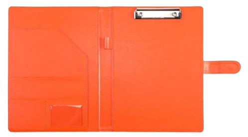 CLSSLVVBN Vänster sida dokumentförvaringsmapp Magnetiskt spänne PU-läder affärsmapp och platsskylt Namnpenna efter behov, Orange
