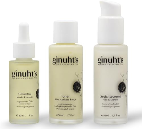 ginuht's NATURKOSMETIK - Gesichtspflege Set für Frauen & Männer | Feuchtigkeitsspendendes Serum, sanfte Reinigung & Anti-Aging Pflege - für sensible Haut - Perfekte Gesichtspflege Routine