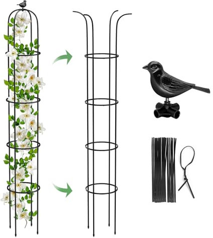 MYMULIKE rankhilfe Metall 1 Stück, Rankgitter Beschichtetes Metall Rosen Rankhilfe für Kletterpflanzen Blumen189x27cm (1)